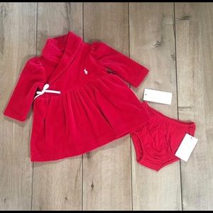 BEAUTIFUL BABY GIRL VELOUR RALPH LAUREN DRESS SET